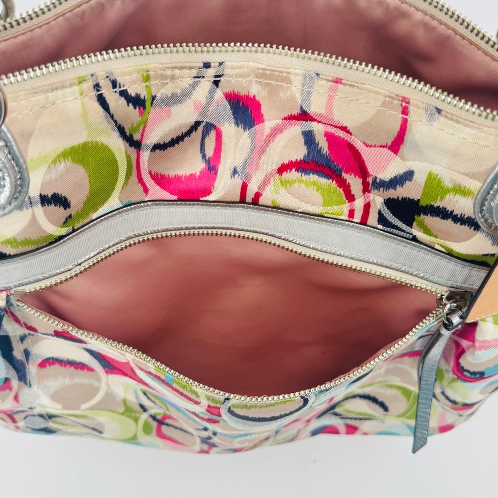 Coach Ikat Signature C Glam Ikat Shoulder Bag Multicolor Silver - Picture 7 of 11